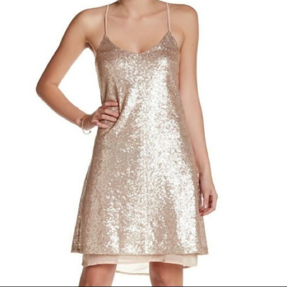 NWT Free Press Gold Sequin Dress